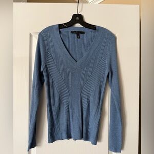 White House Black Market Sky Blue V-Neck Sweater